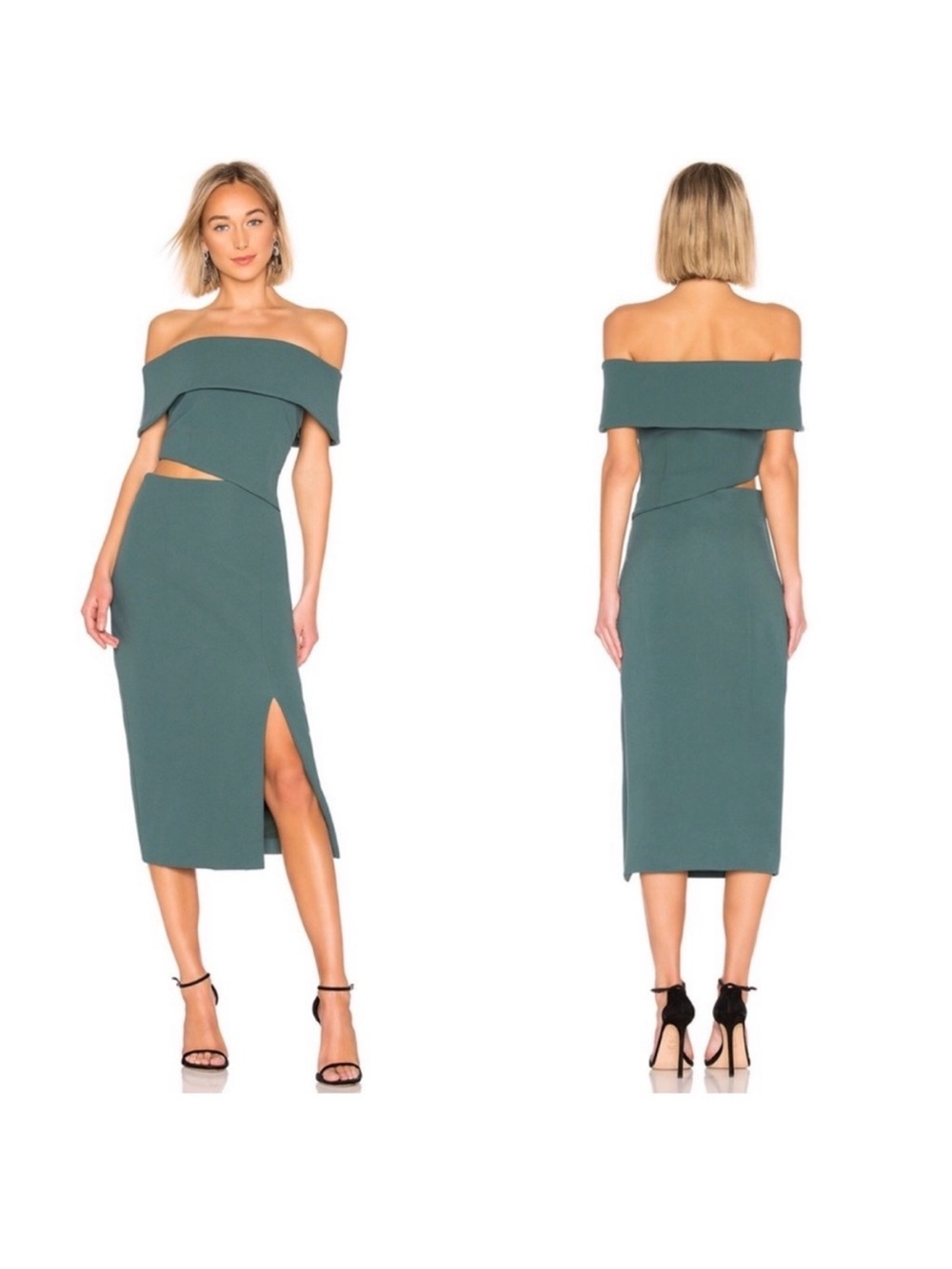 Elliatt serpentine Asymmetrical One-Shoulder Dress in Deep Teal size small